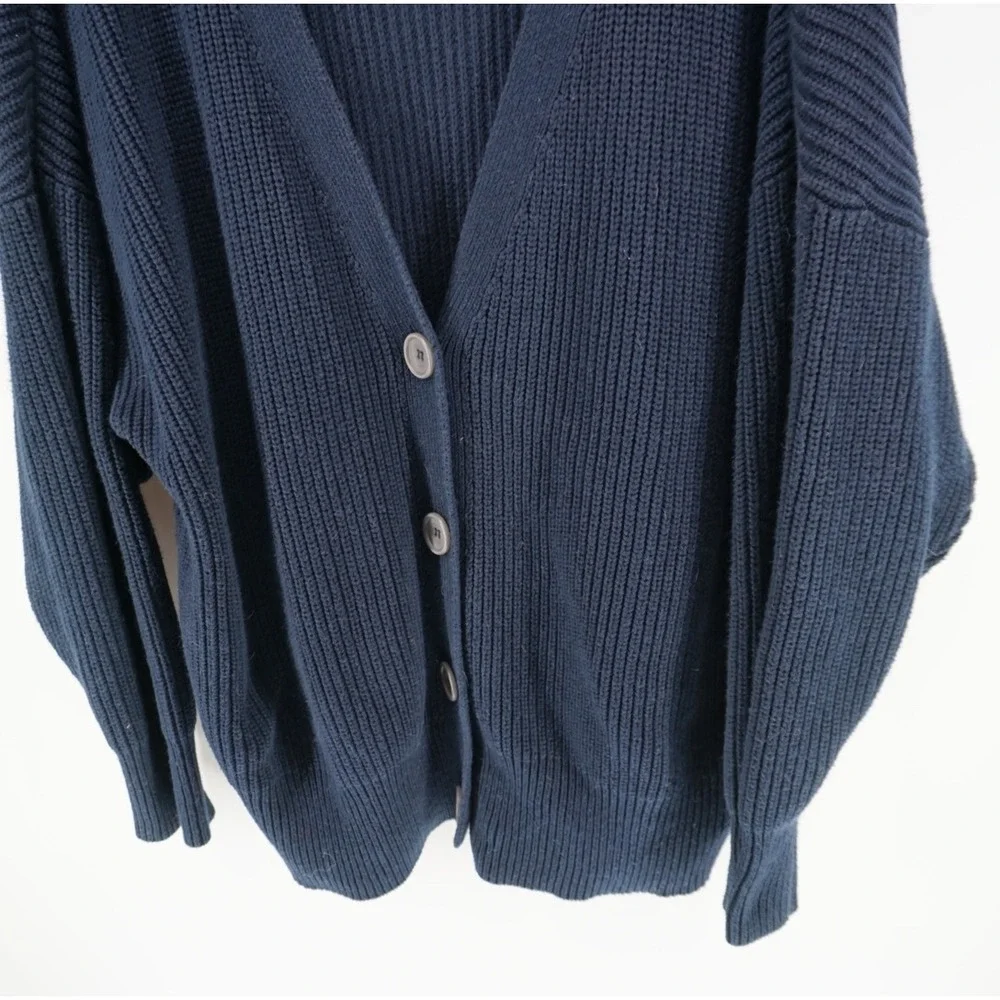 Outerknown Navy Blue Organic Cotton Baby Alpaca Ribbed Cardigan Sweater XS/S